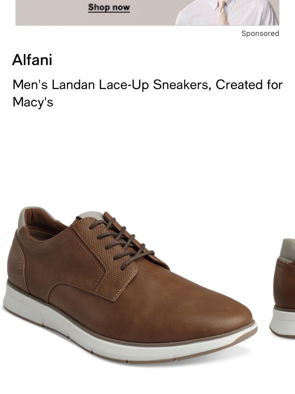 Alfani mens Lace-Up Sneakers in White with Gray Accents